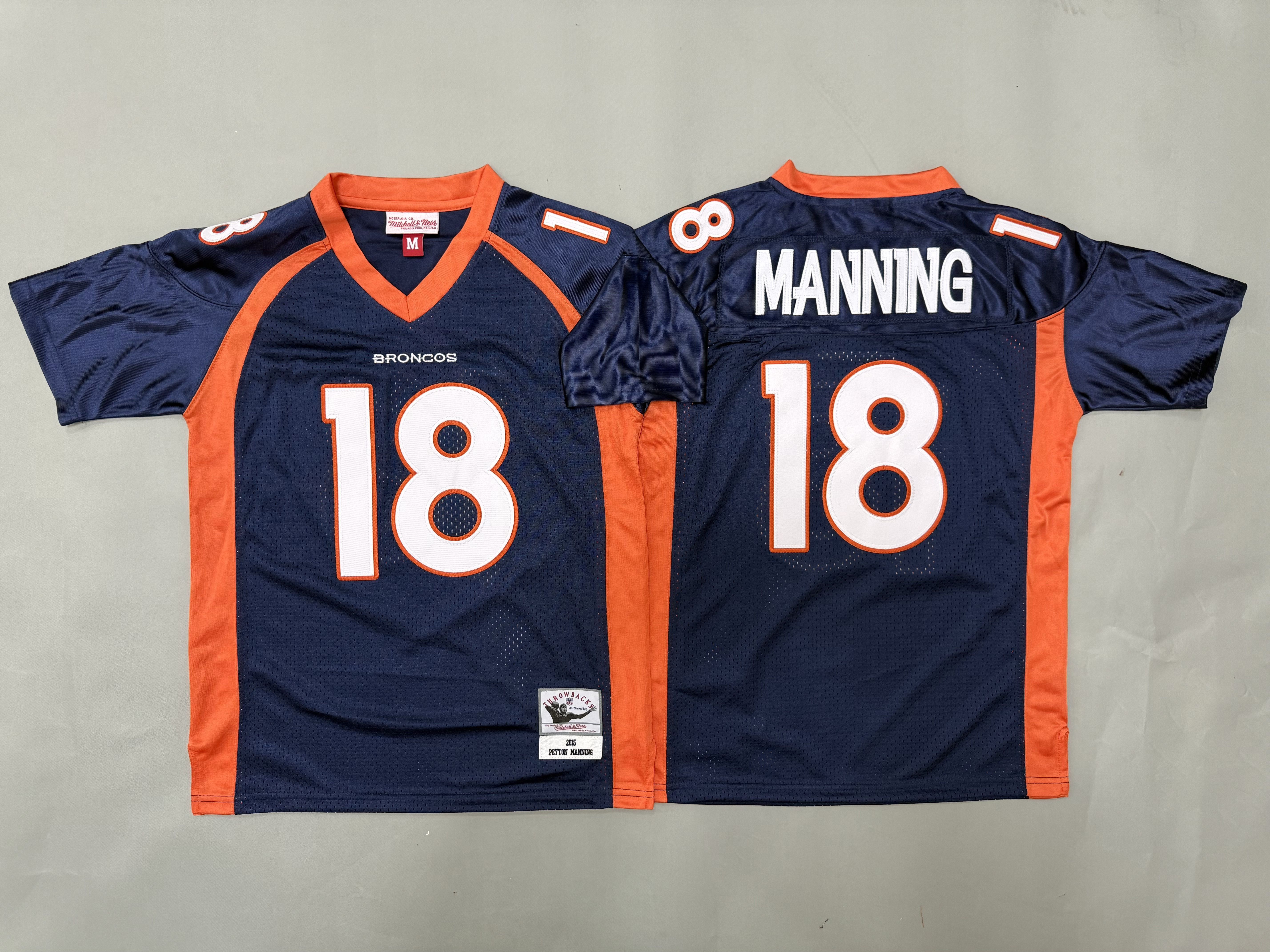 Youth 2026 Denver Broncos #18 Manning blue Throwback Limited NFL Jersey style 01